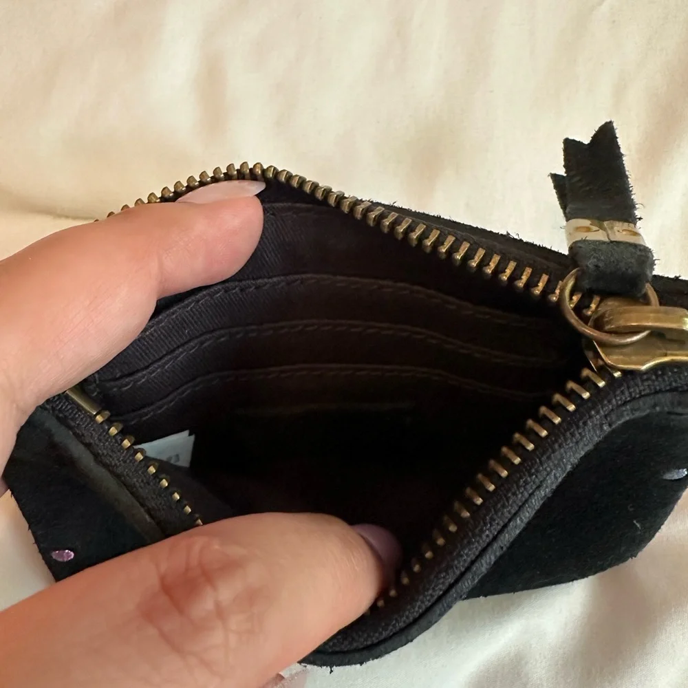Madewell Black Suede Coin Pouch with Multicolor Dot Studs - Picture 2 of 3
